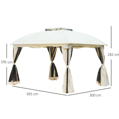 Outsunny Cenador Con Techo Gazebo Exterior 3x3.65x2.75m Con Pared Lateral_2
