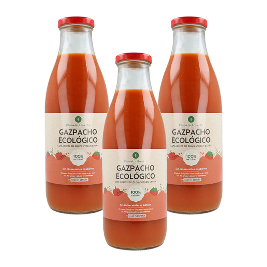 Pack de 3 gaspachos biológicos tradicionais com Planeta Huerto EVOO 1L