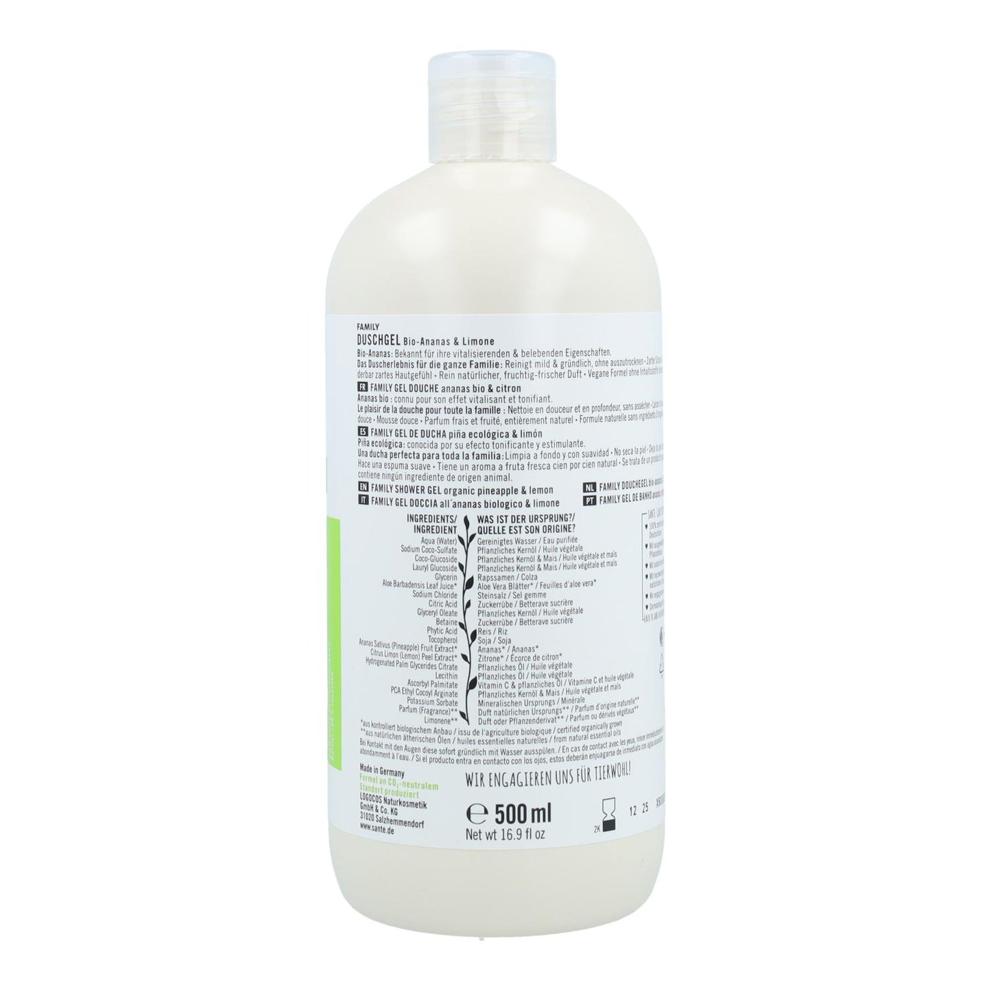 Gel de banho biológico de limão e ananás Sante 500 ml