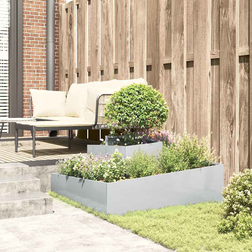 Macetero De Jardín Plateado 100 X 100 X 50 Cm Acero Galvanizado_3