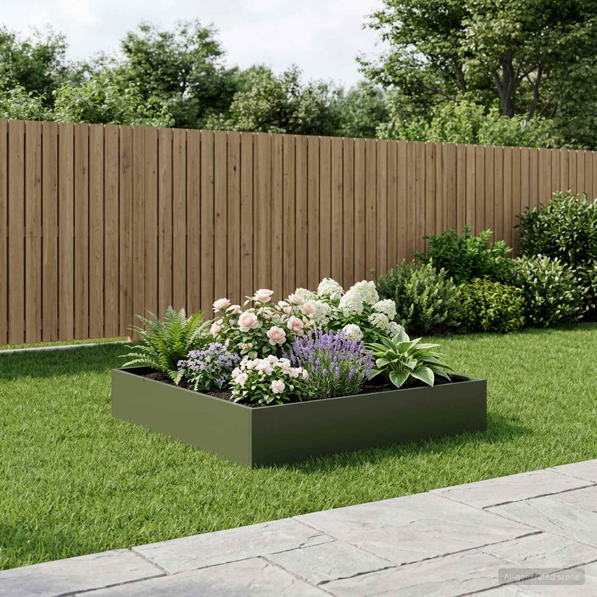 Macetero De Jardín Verde Oliva 80 X 80 X 20 Cm_1