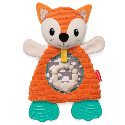 Infantino Go Gaga Cuddly Teether, Zorro De Peluche Con Mordedor De Silicona Para Exploración Sensorial Y Calmar Encías_0