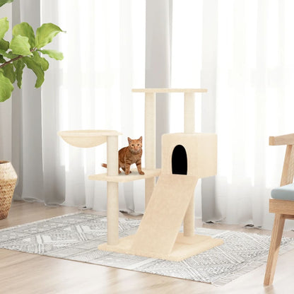 Rascador Para Gatos Con Postes De Sisal Color Crema 82 Cm_1