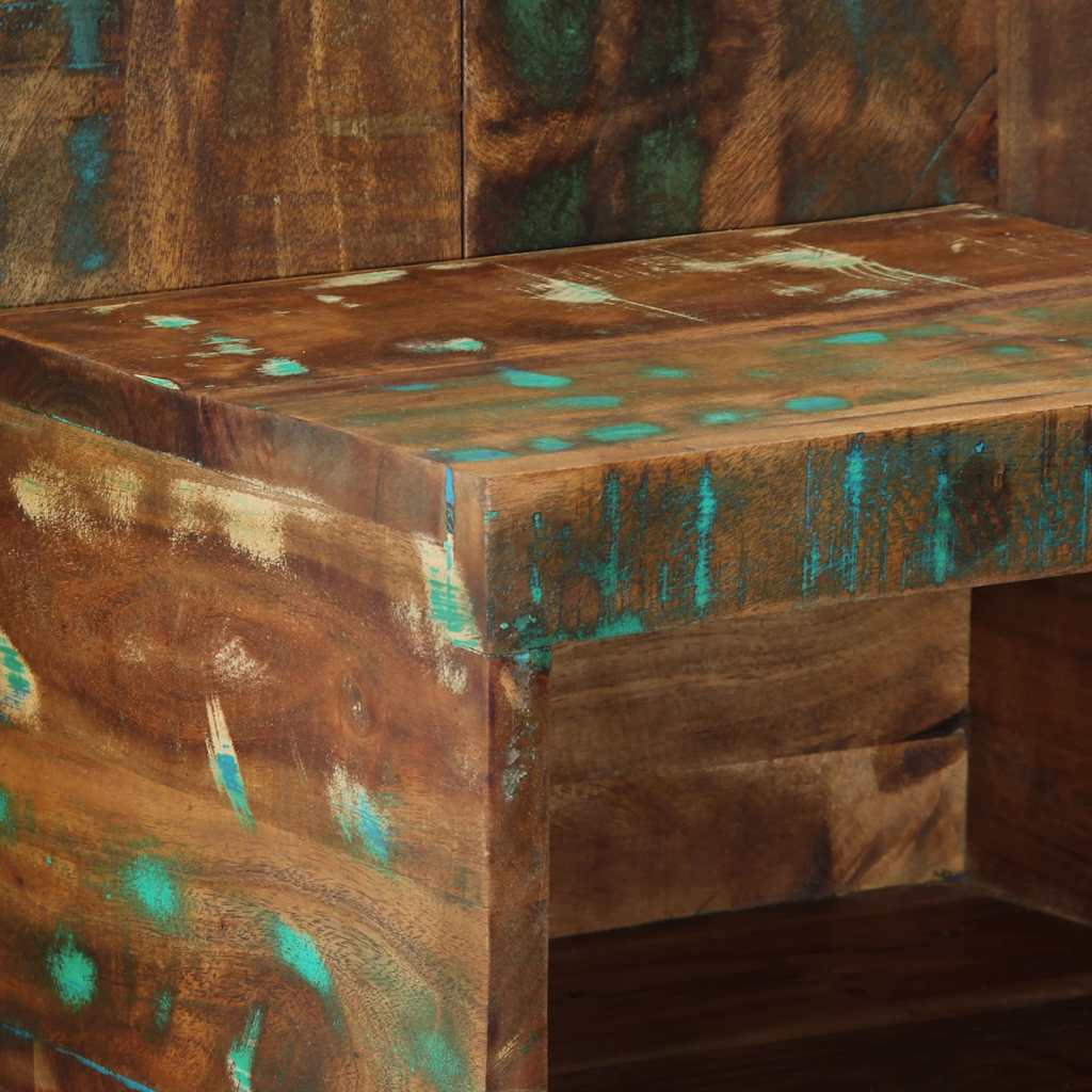 Mesilla De Noche Multicolor 50x27x50 Cm Madera Maciza Reciclada_3