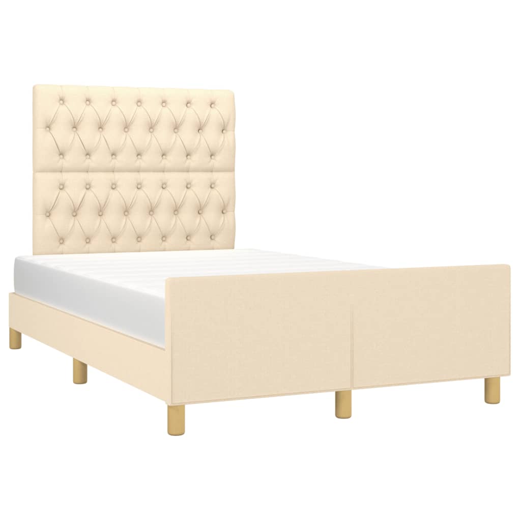 Estructura De Cama Con Cabecero De Tela Color Crema 120x200 Cm / Vetonek_0