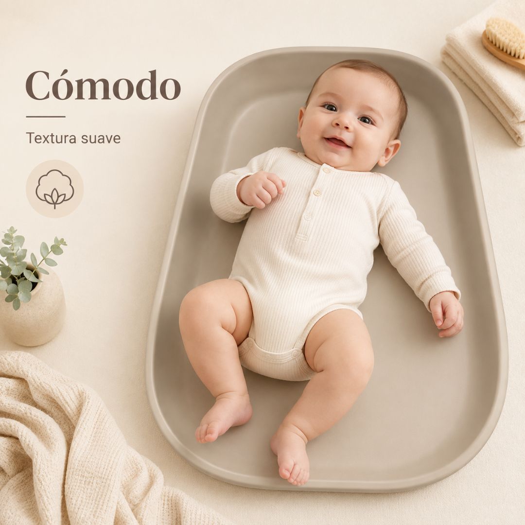 Cambiador Bebé De Espuma Pu Suave Y Lavable, Cambiador Para Pañales Con Bordes Elevados Bathby_3