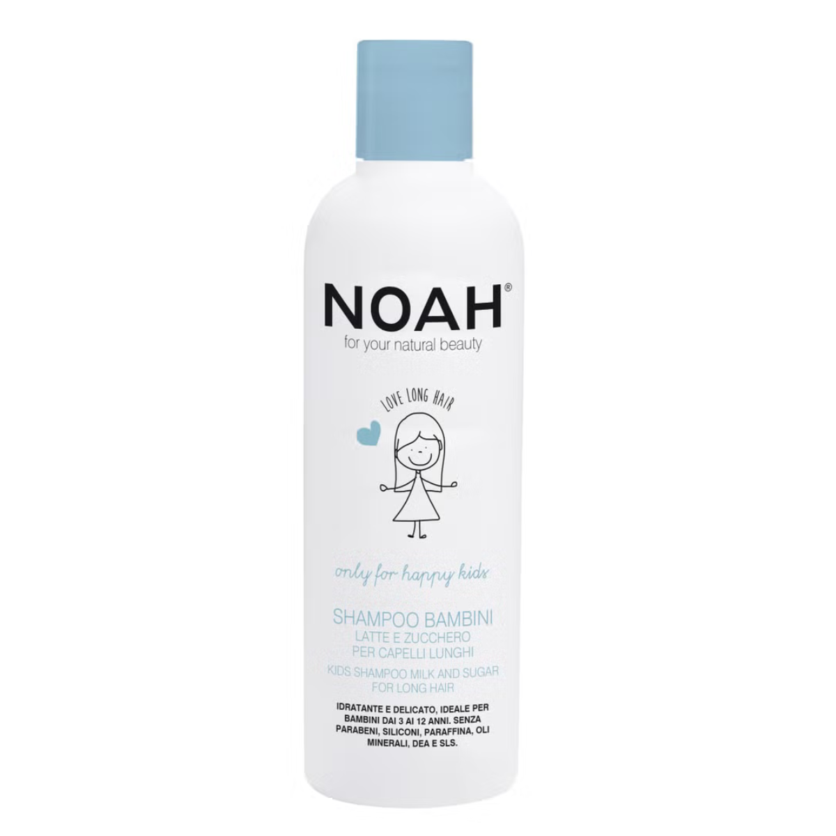 Champô infantil de leite e açúcar para cabelos longos Noah 250 ml