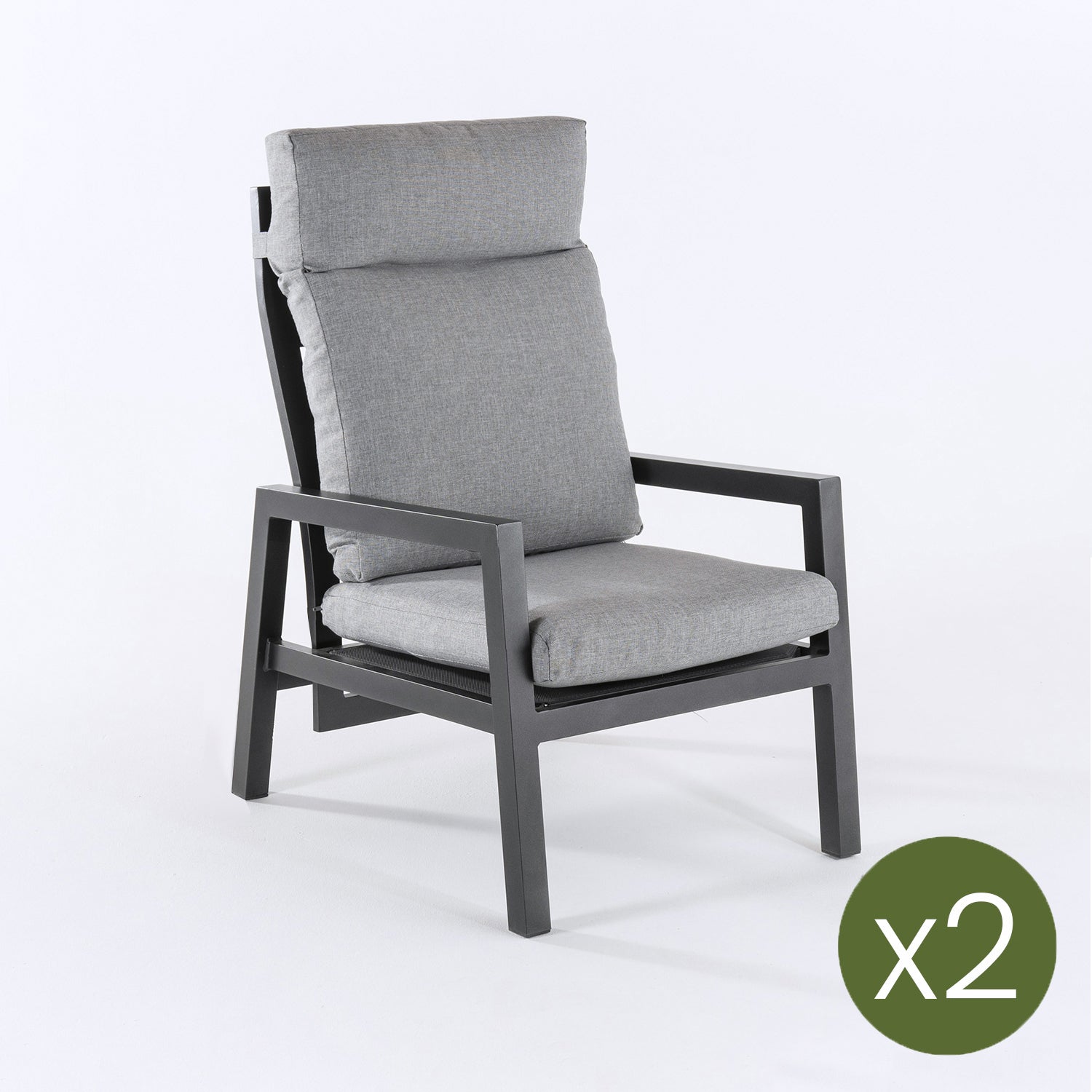 Sofá De Exterior, Reforzado, Aluminio, Colornegro, Sillón:59x72x112_2
