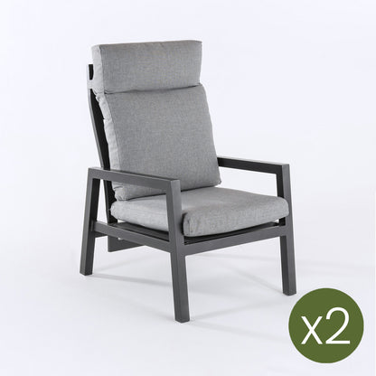 Sofá De Exterior, Reforzado, Aluminio, Colornegro, Sillón:59x72x112_2