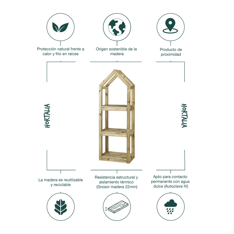 Estantería De Madera Outdoor Para Plantas Campanile M Hortalia_4