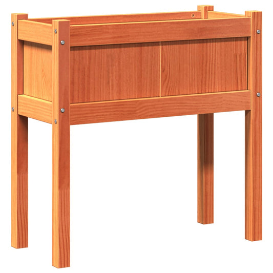 Jardinera Con Patas Madera Maciza Pino Marrón Cera 70x31x70 Cm_0