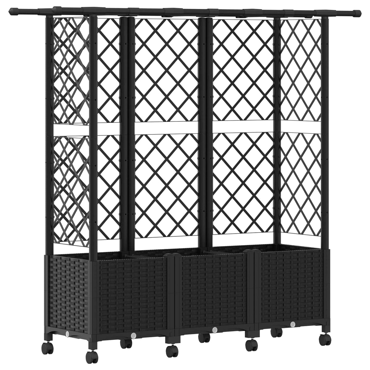Cama Elevada Con Trellis Y Techo Negro 163,5 X 40 X 142 Cm Pp_0