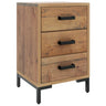 Mesa de cabeceira de madeira maciça de pinho reciclado castanho 40x30x55 Cm