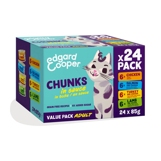 Multipack 24 pedaços de 85g em molho Edgard &amp; Cooper Wet Food