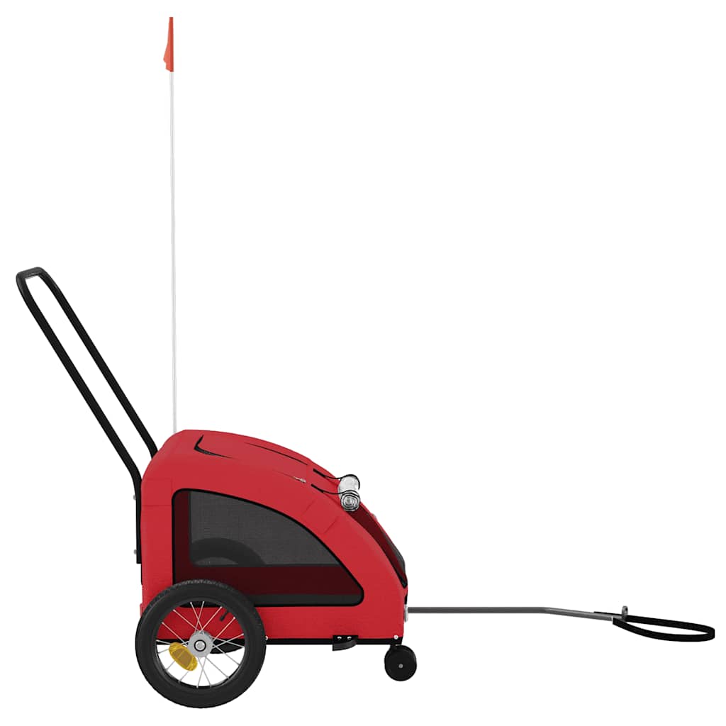 Remolque De Bicicleta Mascotas Hierro Tela Oxford Rojo_5