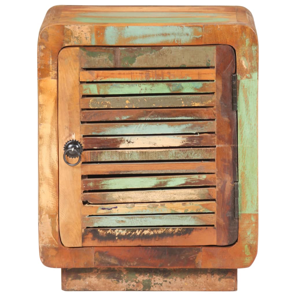 Mesita De Noche De Madera Maciza Reciclada 40x30x50 Cm_1