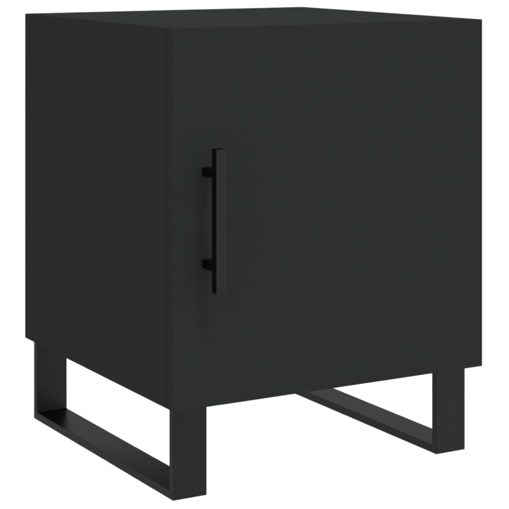 Mesita De Noche Madera De Ingeniería Negro 40x40x50 Cm_0