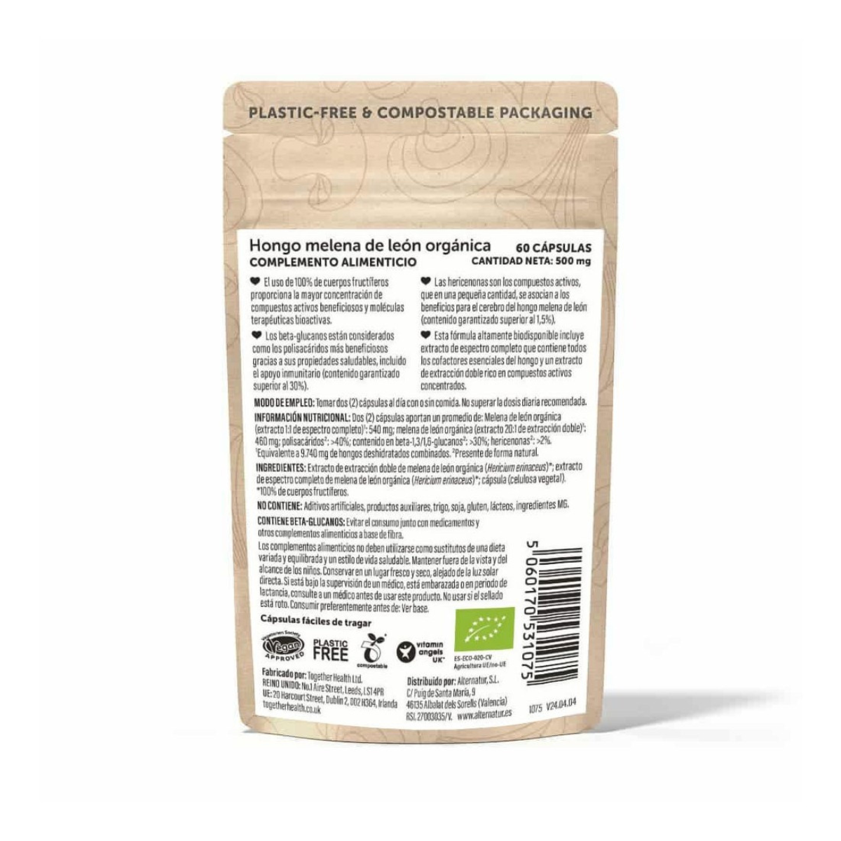 Together Health Cogumelo Juba de Leão Biológico 60 Cápsulas