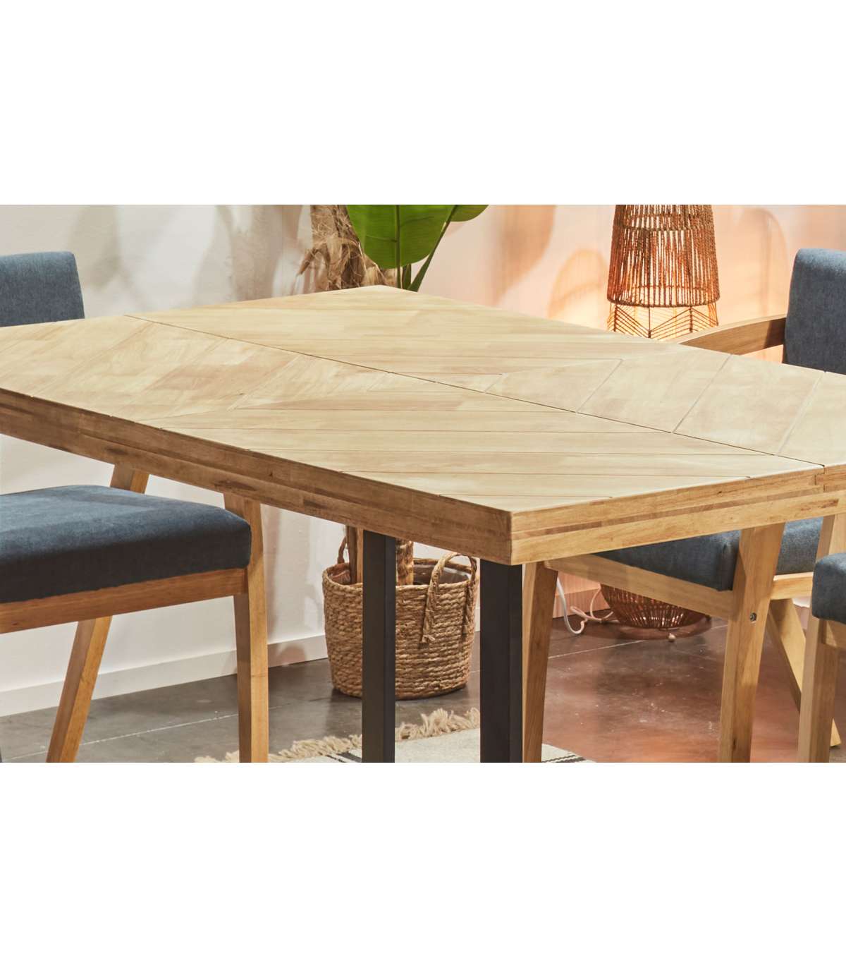 Mesa Rectangular Fija Spike Acabado Roble Nordish/negro, 76cm(alto) 150cm(ancho) 90cm(largo)_5
