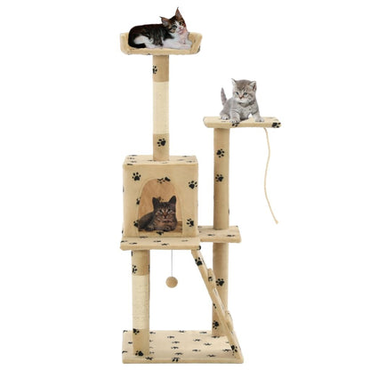 Vidaxl Rascador Para Gatos Con Poste De Sisal 120 Cm Huellas Beige_1