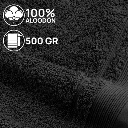 Juego De Toallas De Baño 3 Piezas: Tocador, Lavabo Y Sabana - 100% Algodón, 500 Gr Negro_4