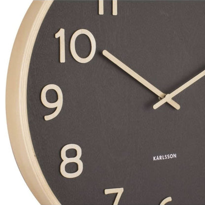 Well Home Reloj De Pared De Madera Aspecto Moderno Color Marrón Oscuro Ø38x5 Cm_4
