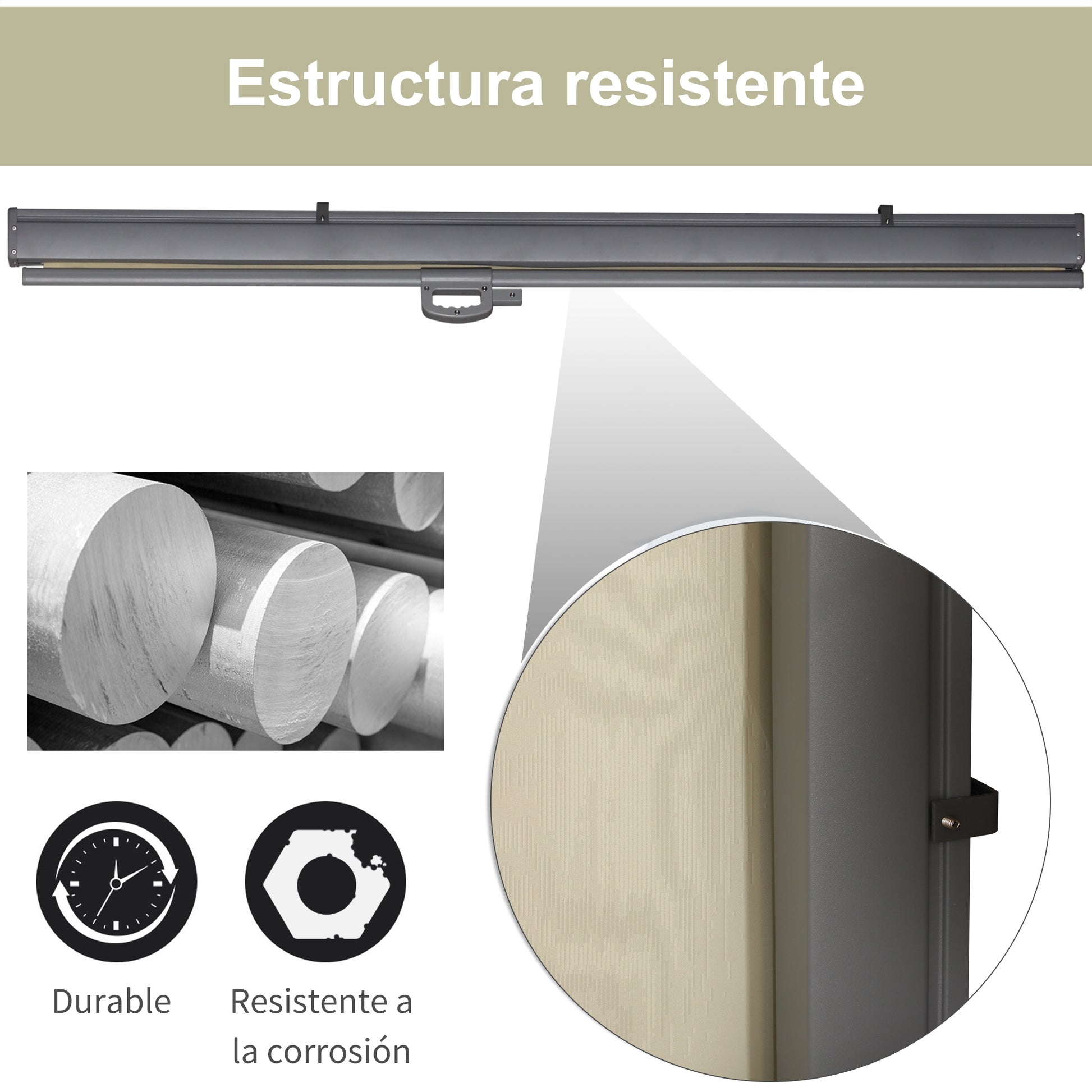 Outsunny Toldo Lateral Retráctil 180x300cm Protección Privacidad Solar Para_5