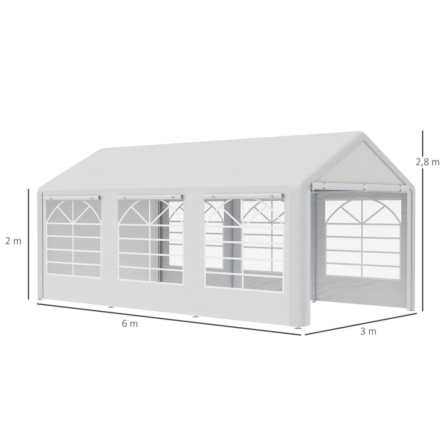 Outsunny Carpa Para Fiestas 6x3m Con 4 Paneles Laterales 2 Puertas Y 6 Ventanas_2