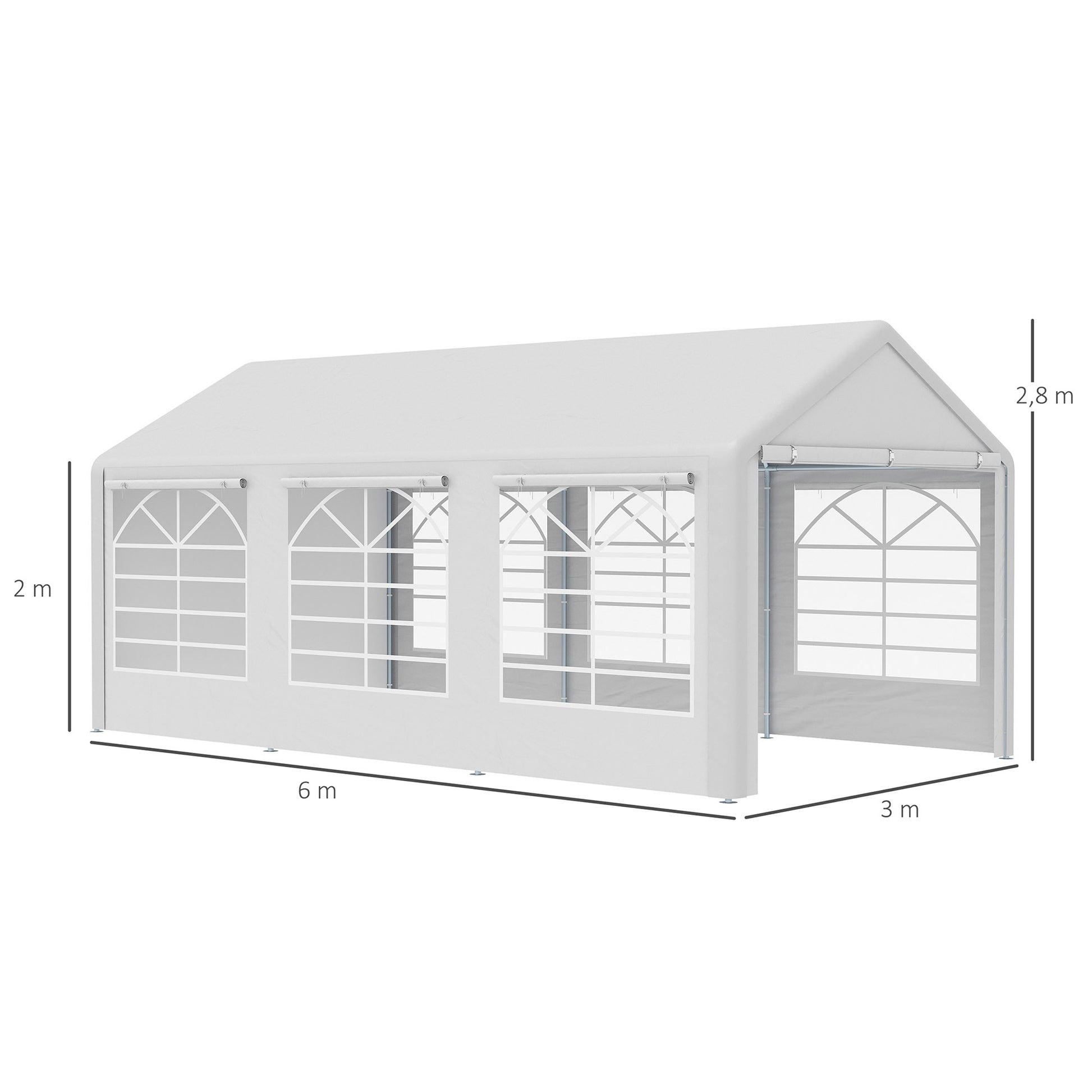 Outsunny Carpa Para Fiestas 6x3m Con 4 Paneles Laterales 2 Puertas Y 6 Ventanas_2