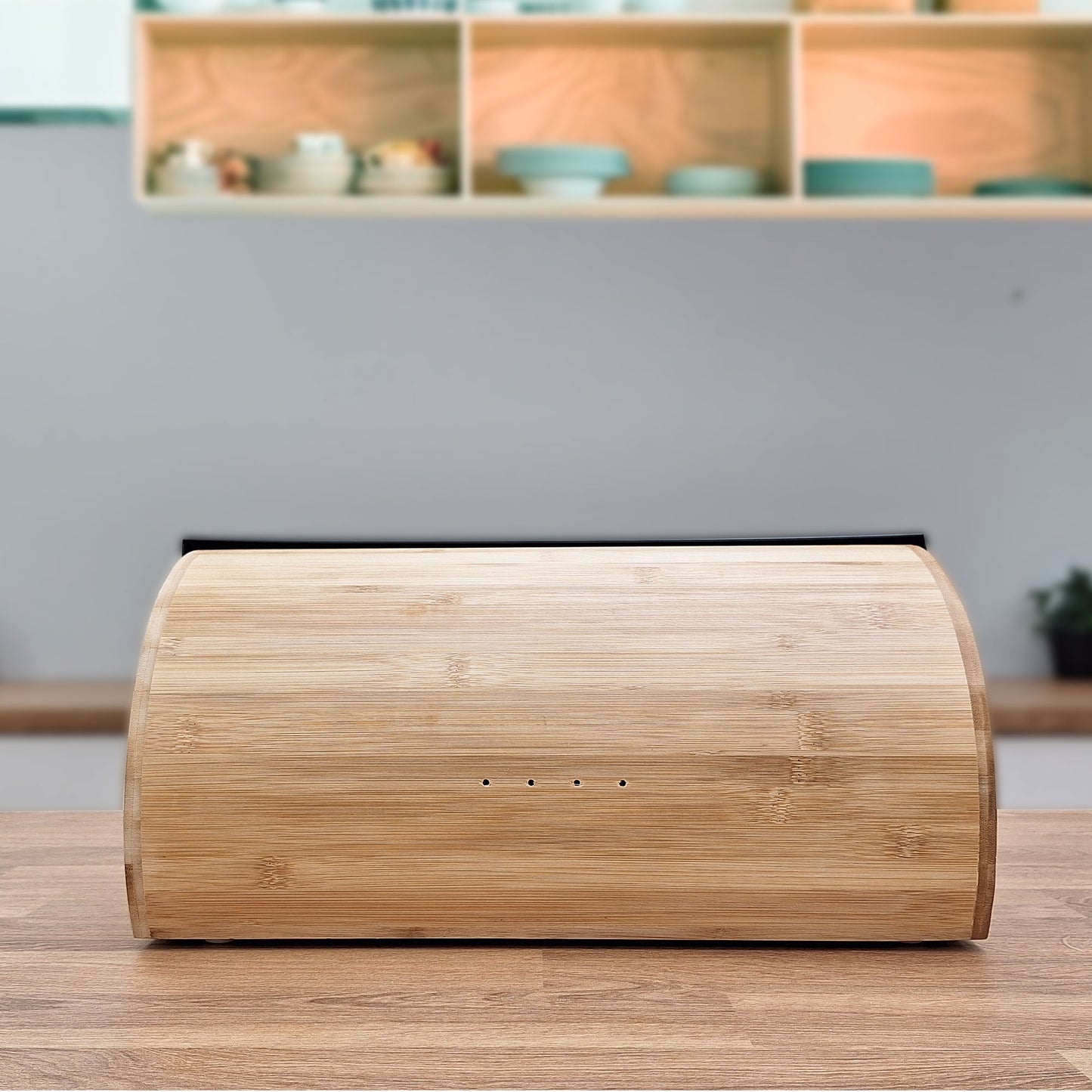 Panera Para Guardar Pan De Mesa Madera Bambú, Tapa Deslizante Bread Box Almacenamiento Bollería, Briebe, Bb1162, Negro_5