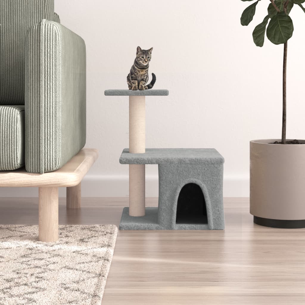 Rascador Para Gatos Con Postes De Sisal Gris Claro 48 Cm_1