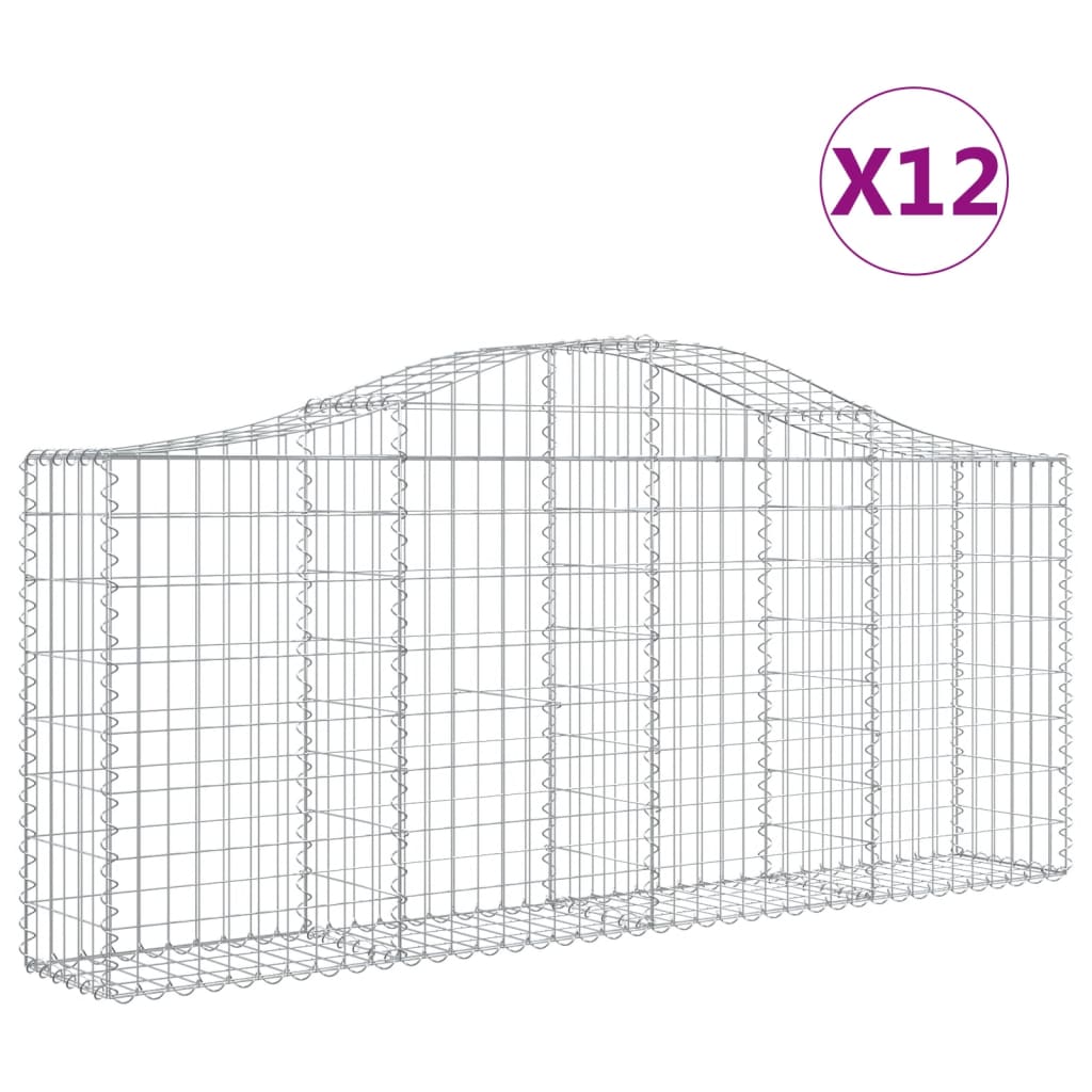 Cestas De Gaviones 12 Uds Forma De Arco Hierro 200x30x80/100 Cm_0