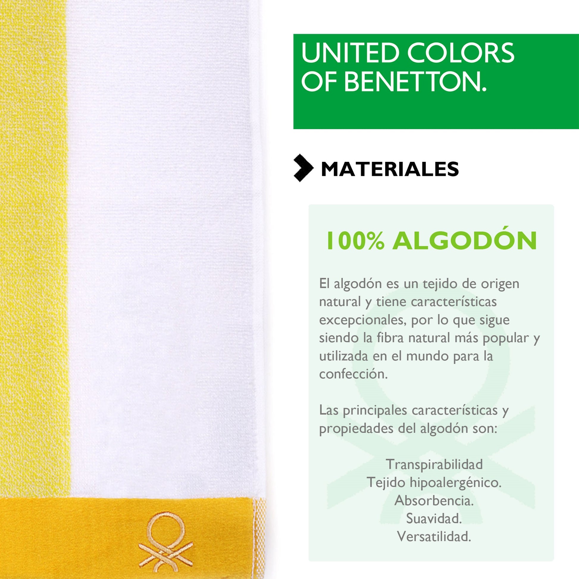 Set 2 Toalla De Playa 90x160cm 450gsm Terry 100%algodon Amarillo Casa Benetton_2