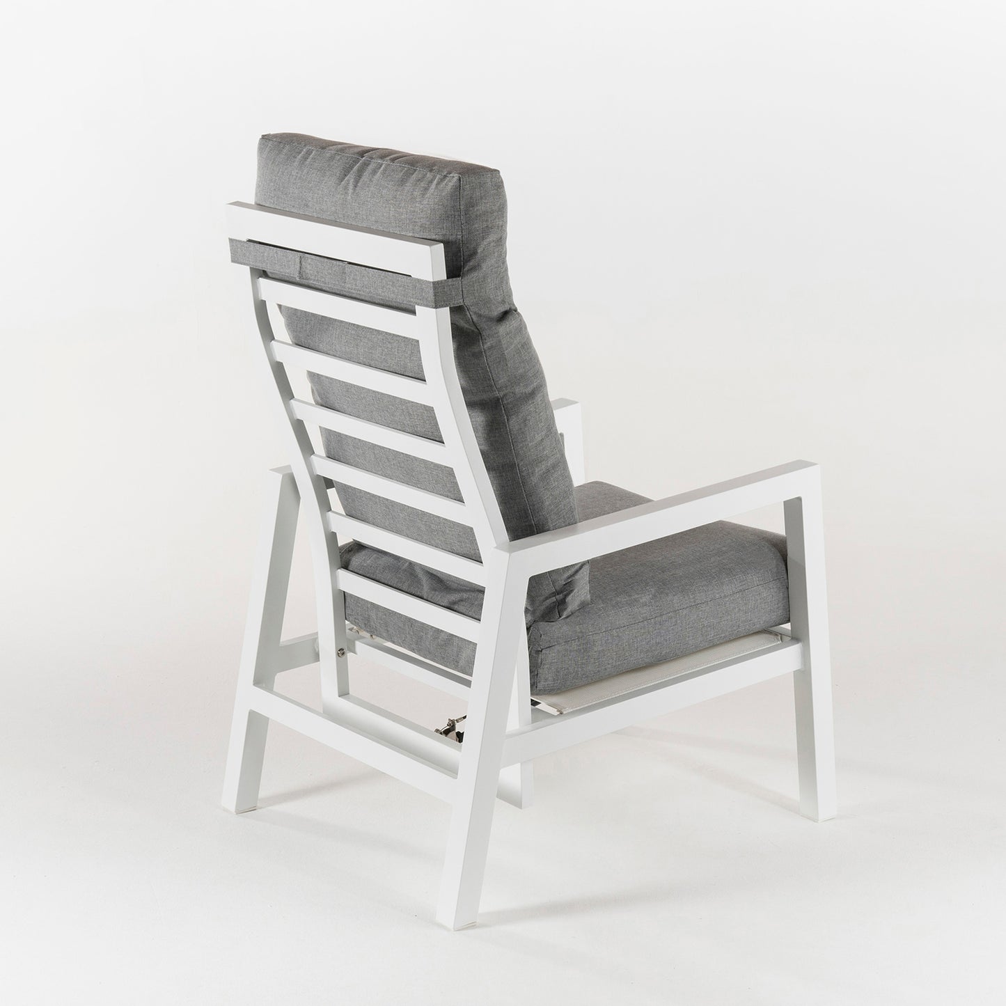 Sillón De Jardín Reclinable Con Sistema Hidráulico, Aluminio Reforzado Color Blanco, Altura Sillón 112 Cm,_3