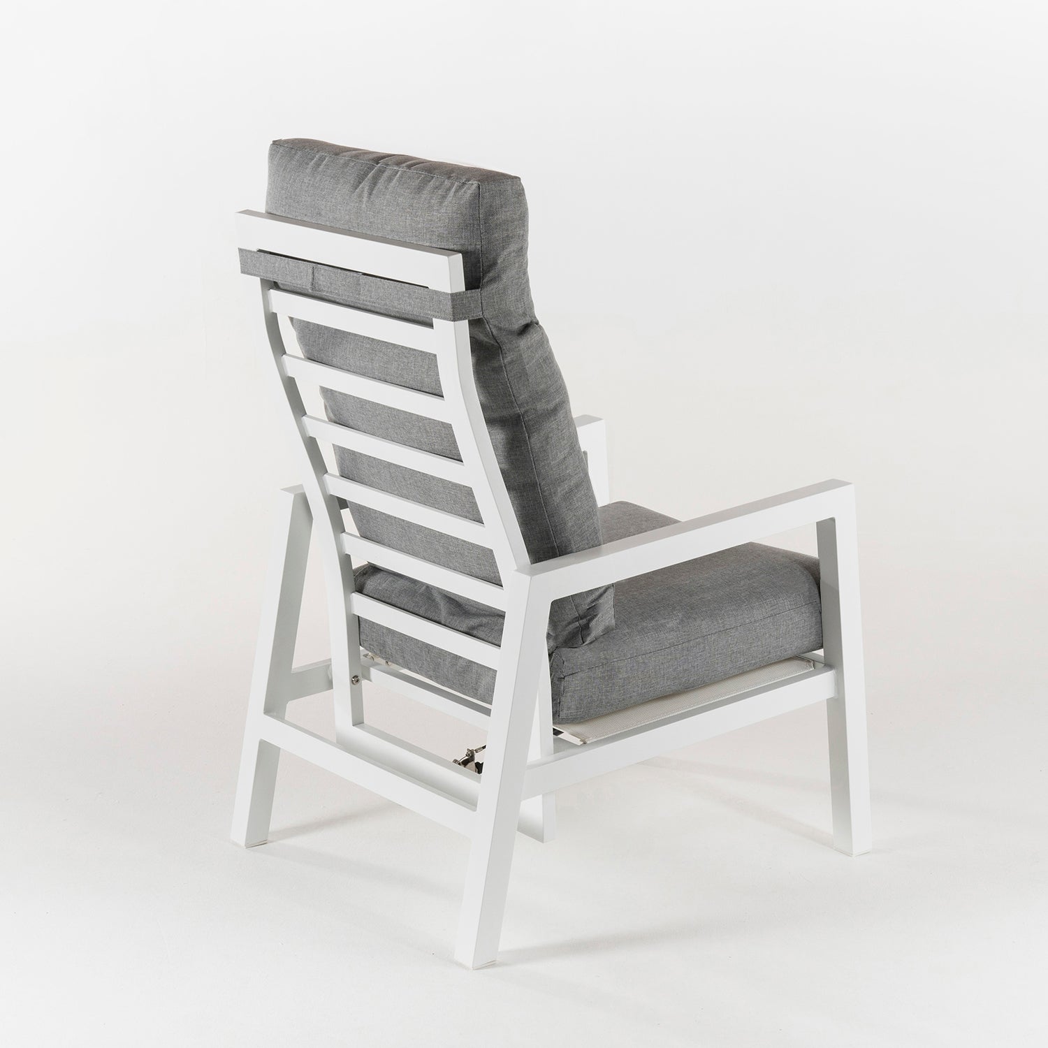 Sillón De Jardín Reclinable Con Sistema Hidráulico, Aluminio Reforzado Color Blanco, Altura Sillón 112 Cm,_3