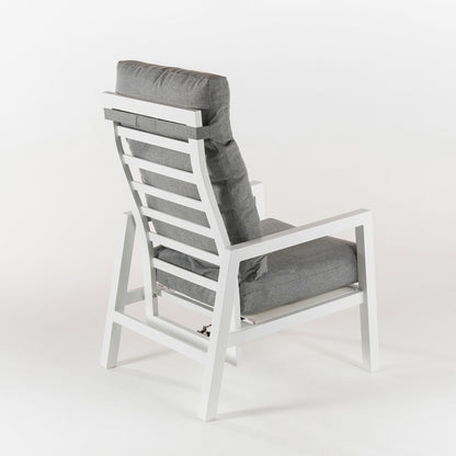 Sillón De Jardín Reclinable Con Sistema Hidráulico, Aluminio Reforzado Color Blanco, Altura Sillón 112 Cm,_3