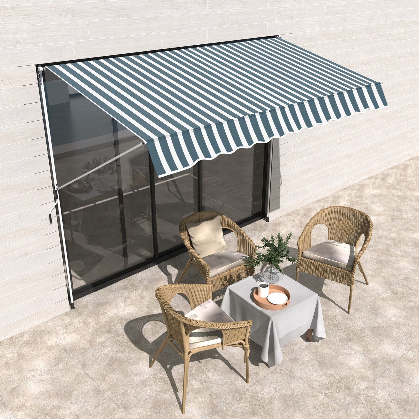 Outsunny Toldo Manual Retráctil 300x150x170-280 Cm Con Altura Ajustable Verde_1