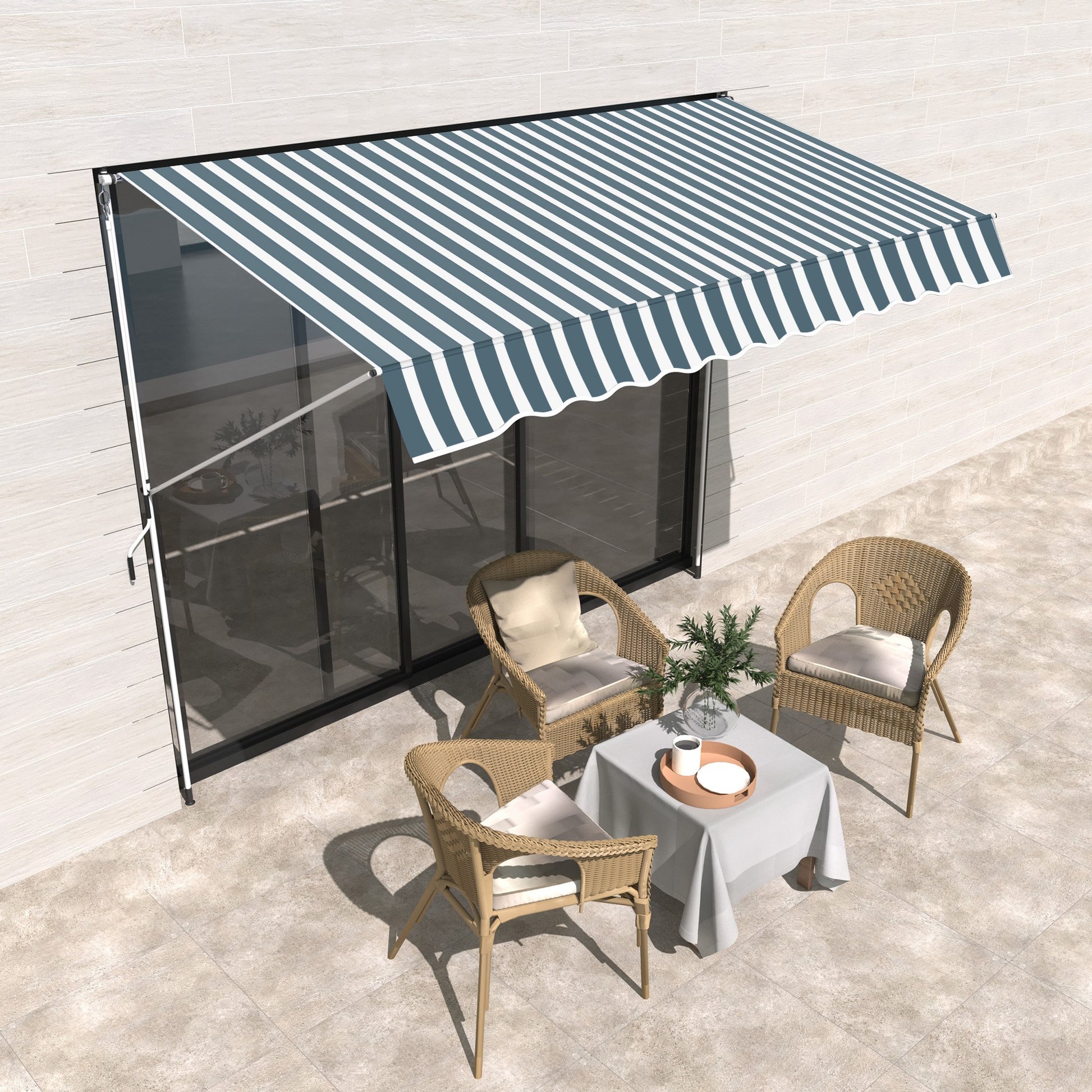 Outsunny Toldo Manual Retráctil 300x150x170-280 Cm Con Altura Ajustable Verde_1