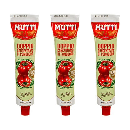 Embalagem de 3 polpas de tomate Mutti Double Concentrated 130g