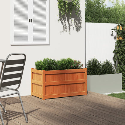 Jardinera Exterior Madera Maciza Pino Marrón Cera 90x50x50 Cm_2