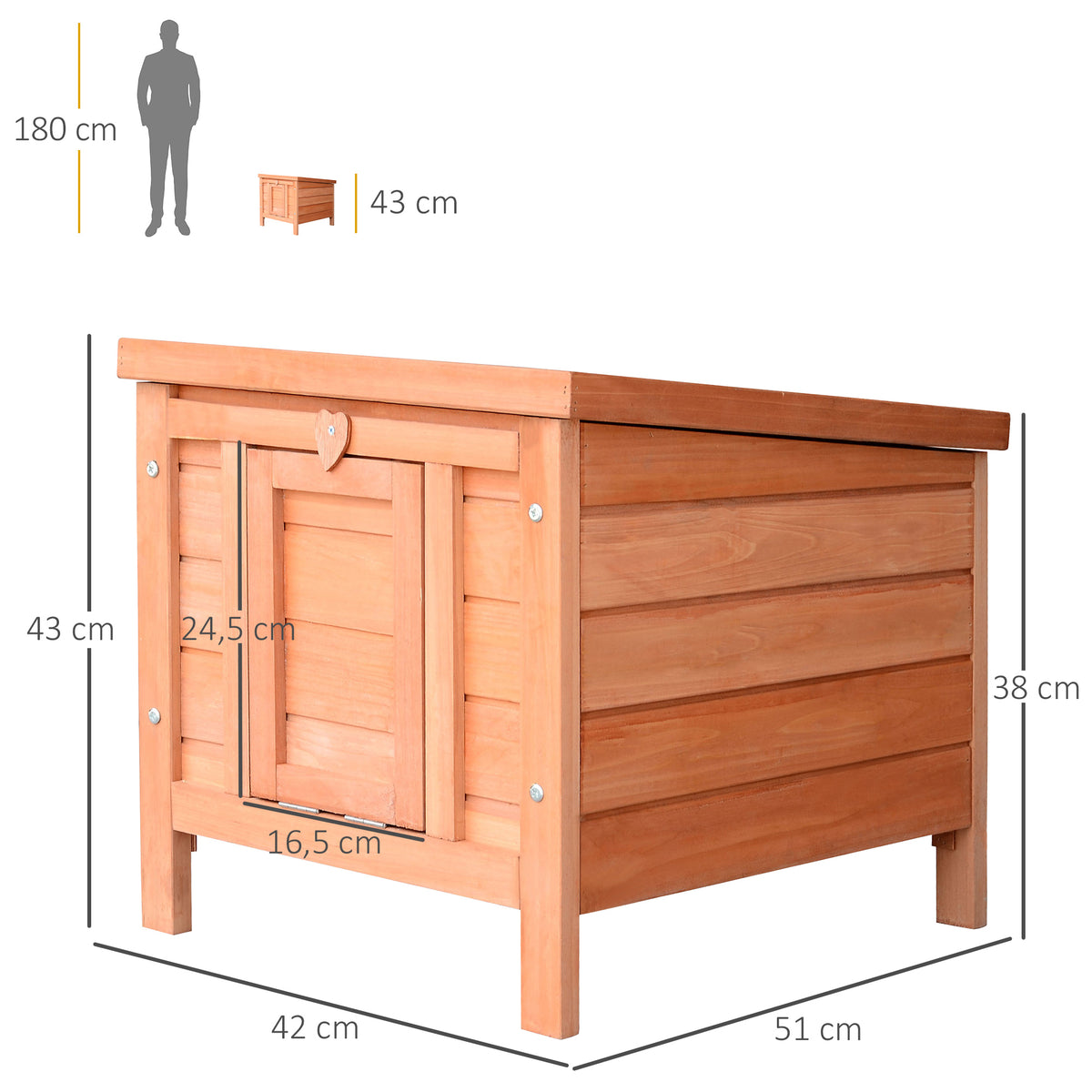 Conejera De Madera Exterior Techo Abatible Pawhut 42x51x43 Cm Natural_2
