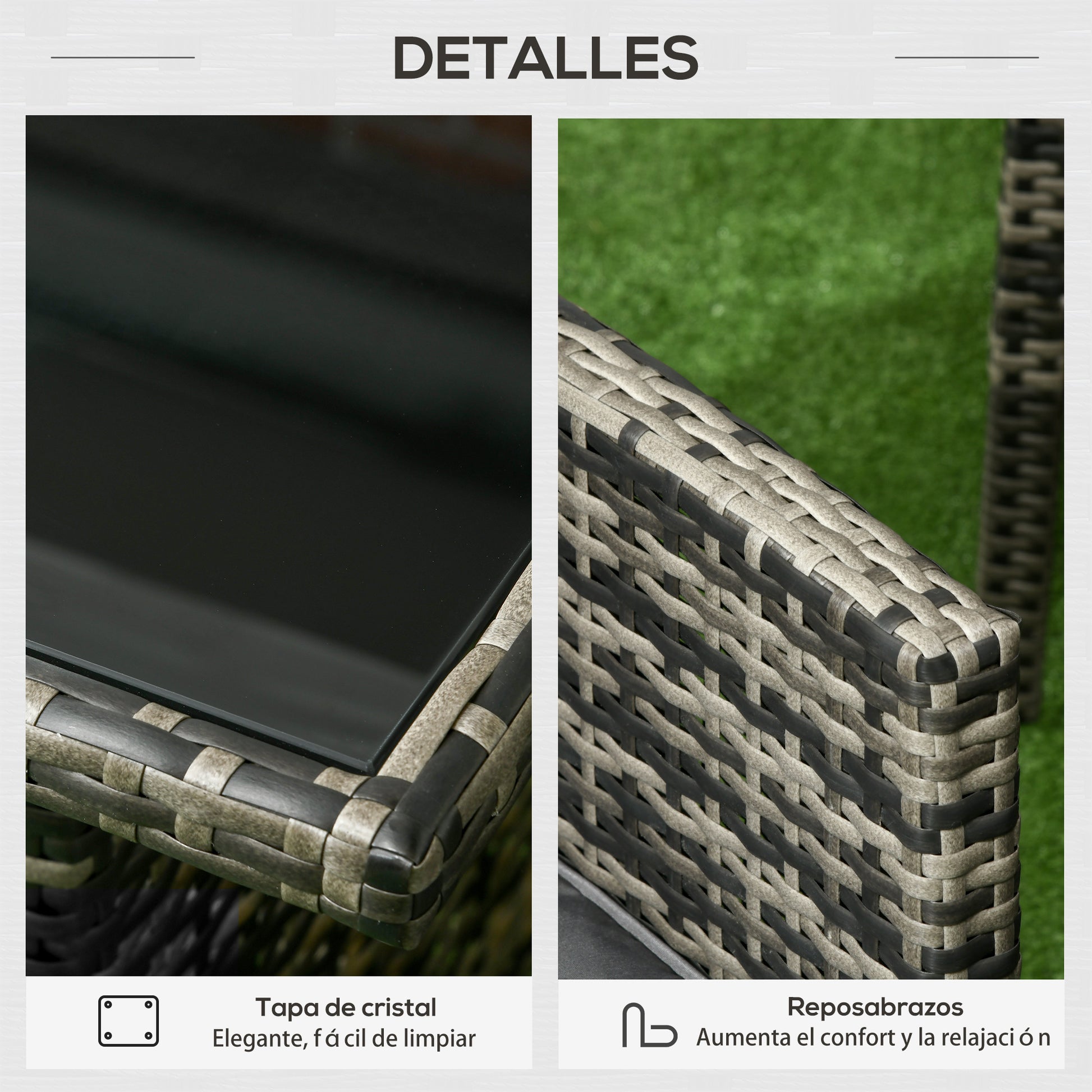 Outsunny Conjunto De Muebles De Jardín De Ratán Juego De 6 Piezas Gris_5