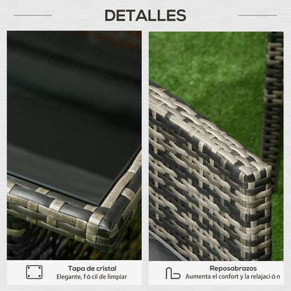 Outsunny Conjunto De Muebles De Jardín De Ratán Juego De 6 Piezas Gris_5
