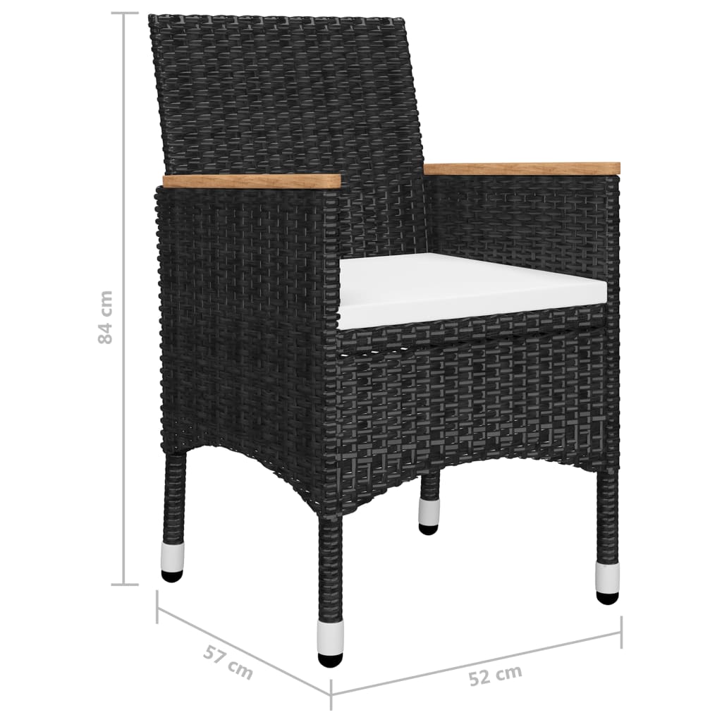 Juego De Comedor De Jardín De 5 Piezas Negro / Vetonek_3
