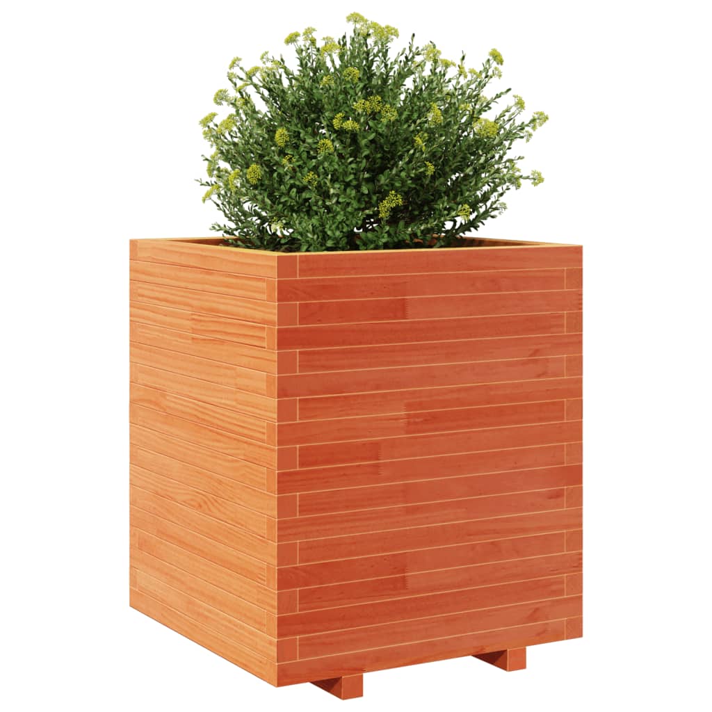 Jardinera Madera Maciza De Pino Marrón Cera 60x60x72,5 Cm_3