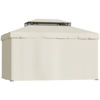 Outsunny Cenador De Jardín 4x3 M Con Doble Techo 4 Cortinas 4 Mosquiteras Crema_3