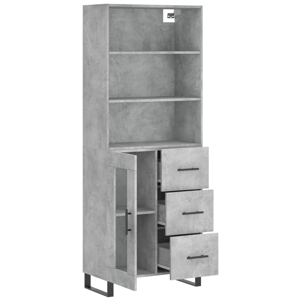 Aparador Alto Madera Contrachapada Gris Hormigón 69,5x34x180 Cm_3