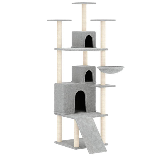 Rascador Para Gatos Con Postes De Sisal Gris Claro 175 Cm_0