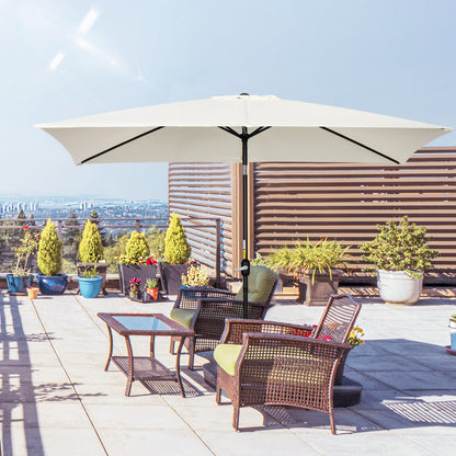 Outsunny Sombrilla Jardín Aluminio 200x300x253 Cm Inclinable Con Manivela Crema_1