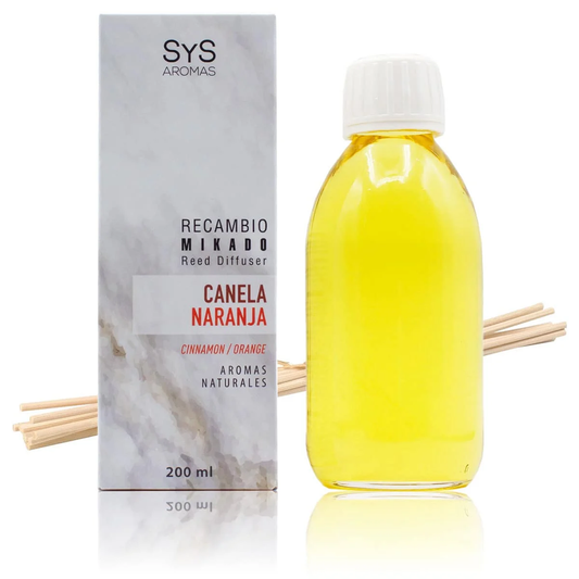Recambio Mikado Canela y Naranja 200 ml con Varillas | Aroma Cálido y Cítrico | Refill Difusor | Larga Duración_0